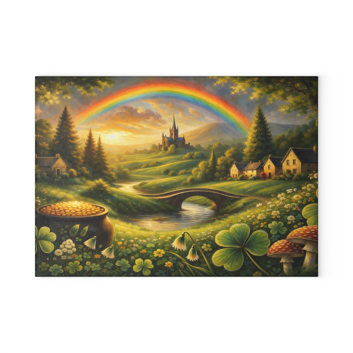 Emerald Valley Rainbow Glass Cutting Board – St. Patrick’s Day Kitchen Décor