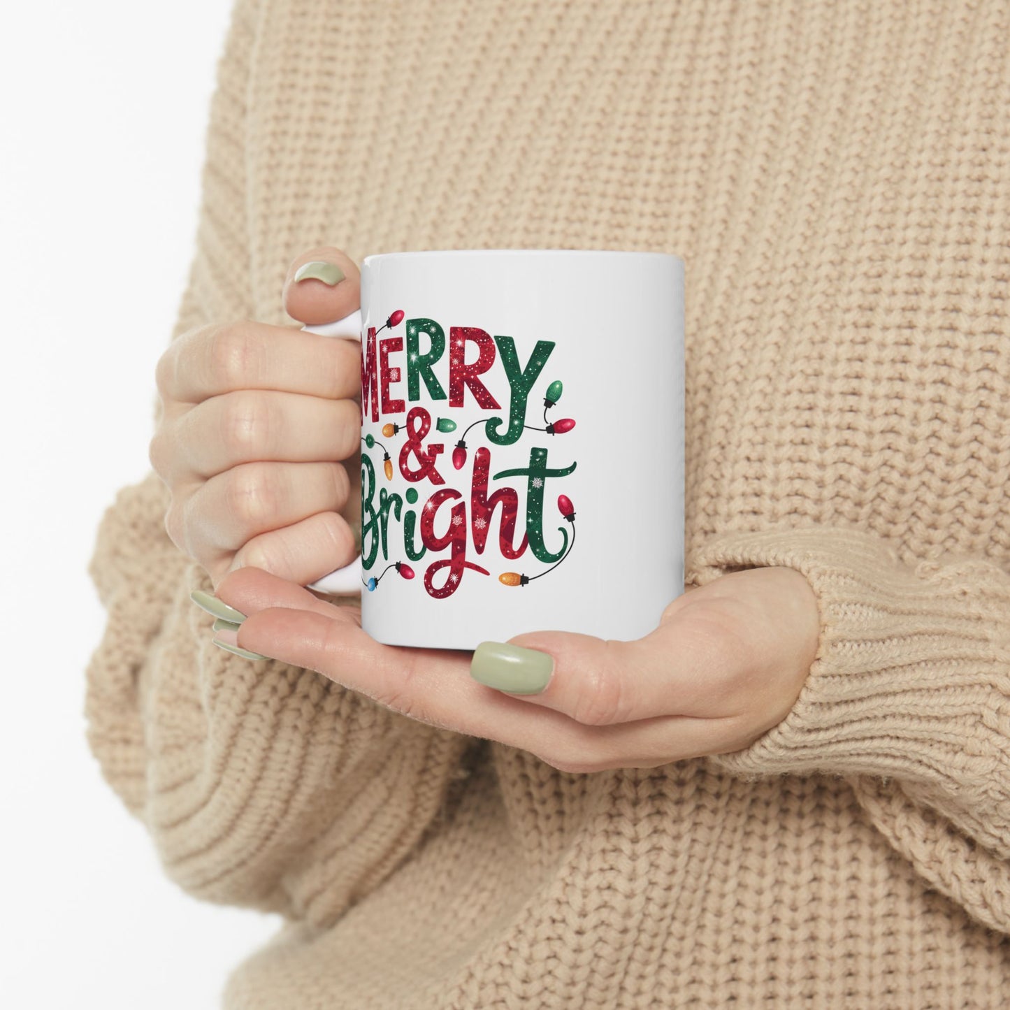🎄 Merry & Bright Christmas Lights Mug – Festive Cheer in Every Sip! ☕