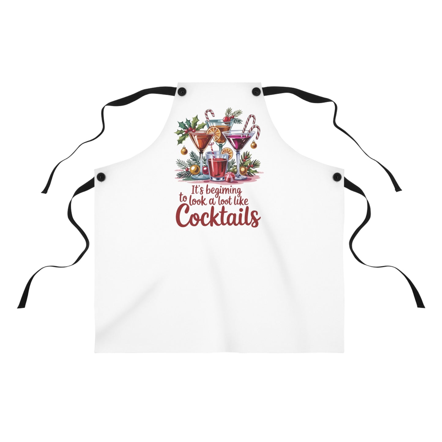 🍸🎄 Holiday Cocktail Hour Apron – Festive Sips & Kitchen Laughs