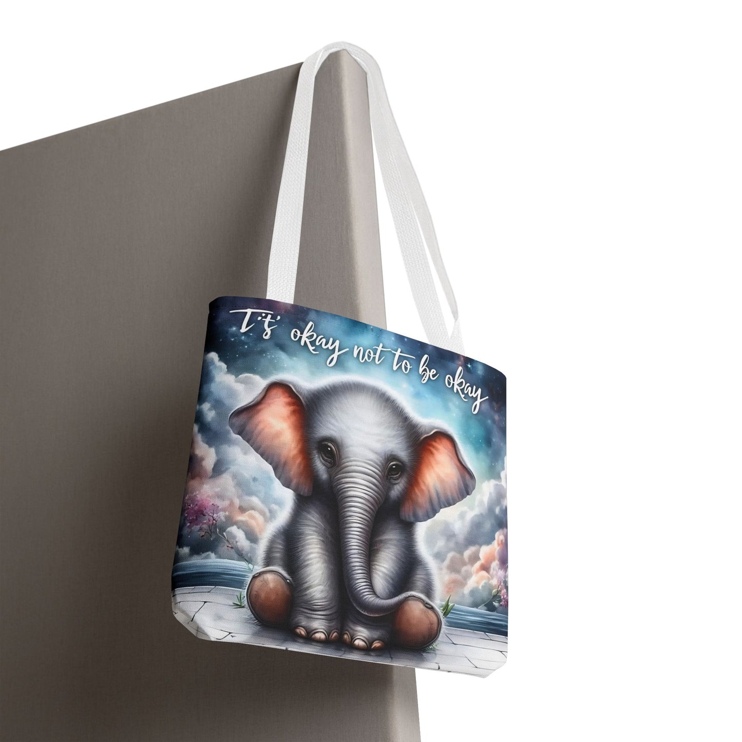 Bolsa de mano con elefante “Está bien no estar bien”: un suave recordatorio con un diseño delicado y caprichoso.