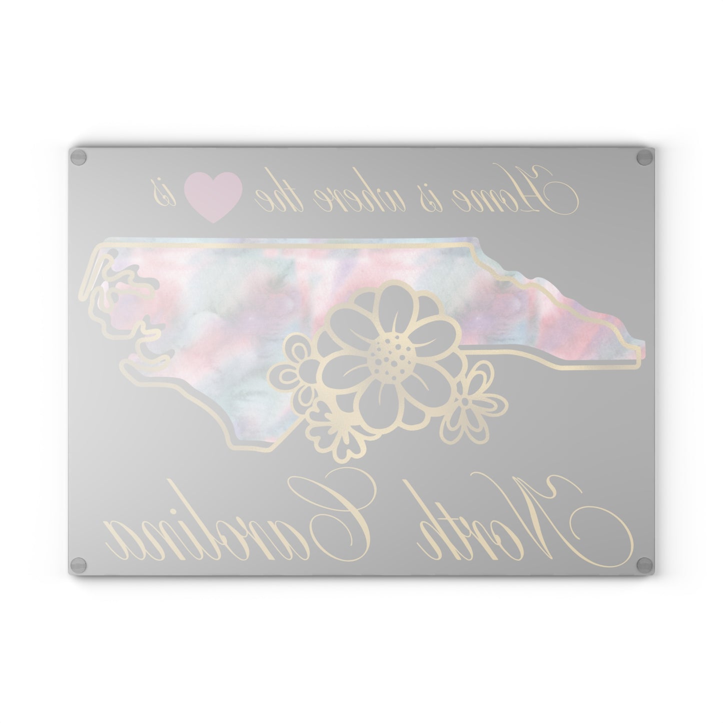 🌸 North Carolina State Cutting Board – Whimsical Watercolor Charm with Southern Flair