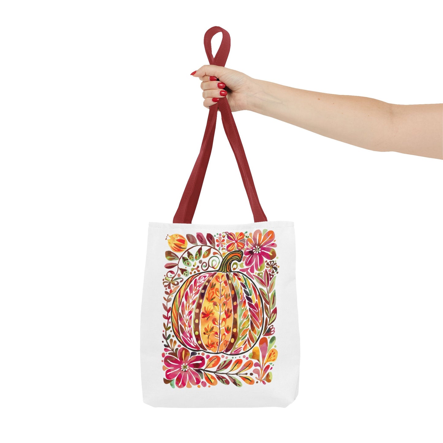 🎨 Watercolor Autumn Pumpkin Floral Tote Bag – Artistic Fall Charm 🍂