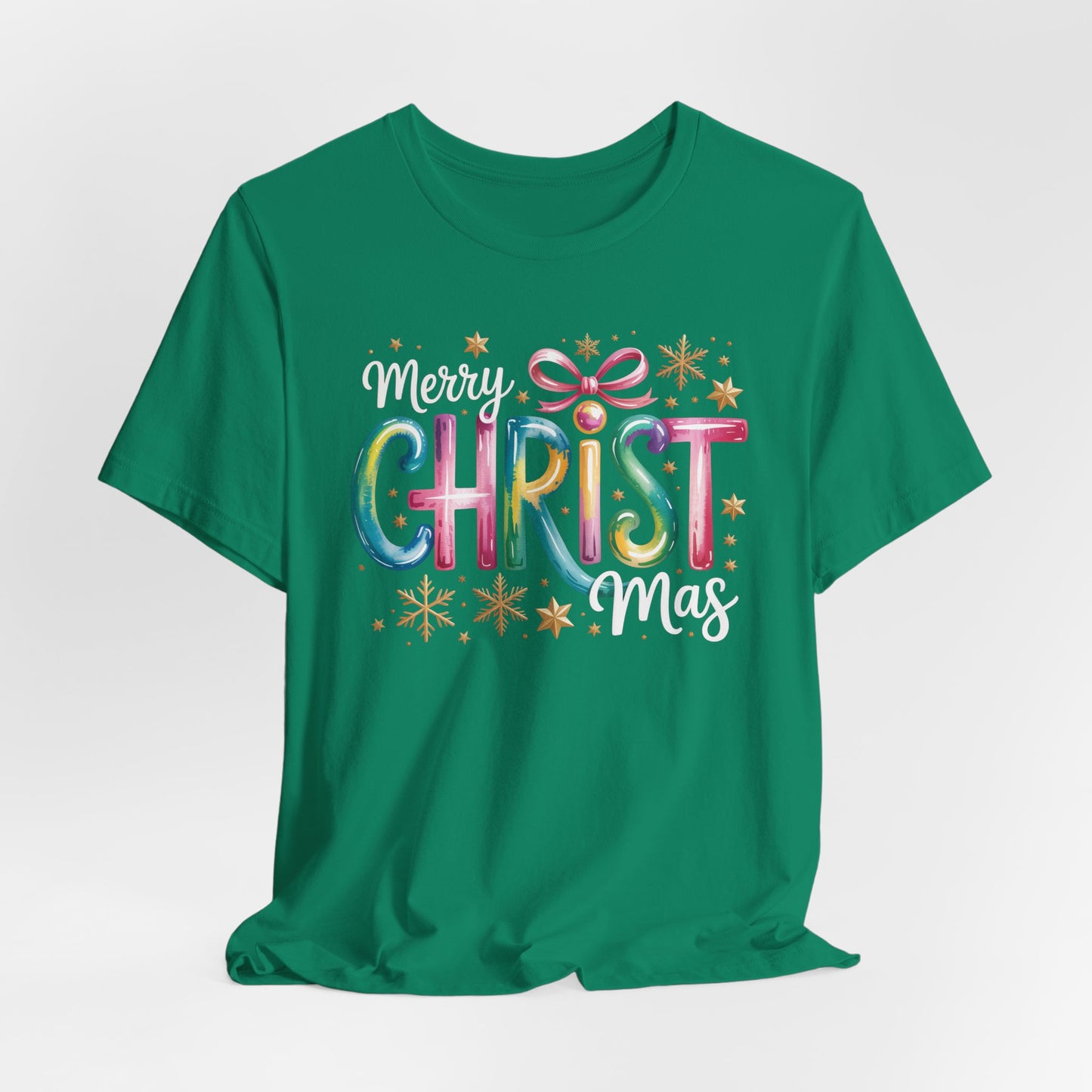 🎄✨ Merry Christmas Glow Lettering T-Shirt – Festive & Bright Holiday Style 🎁🌟