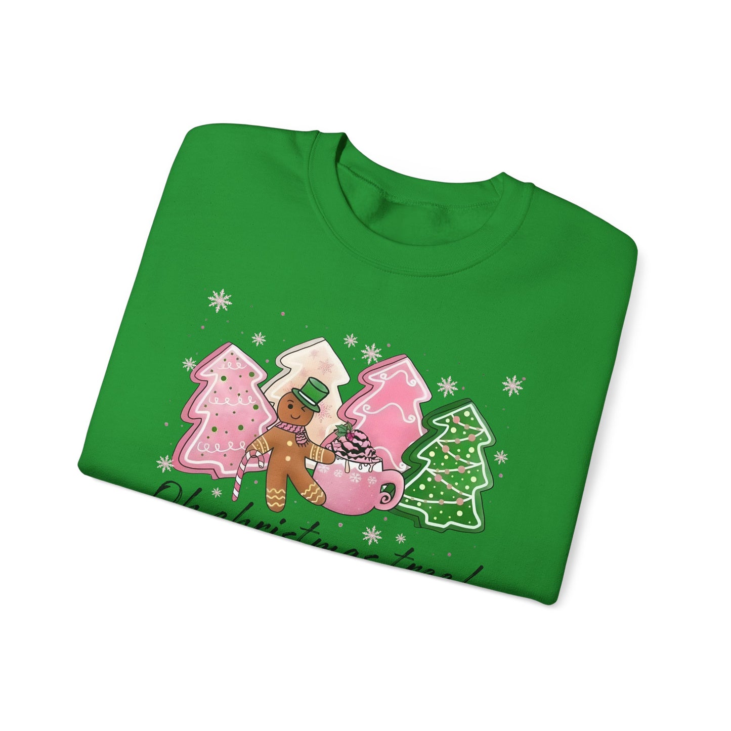 🎄🍪 Oh Christmas Tree! Gingerbread & Cocoa Crewneck – Sweet Holiday Cookie Lover Gift