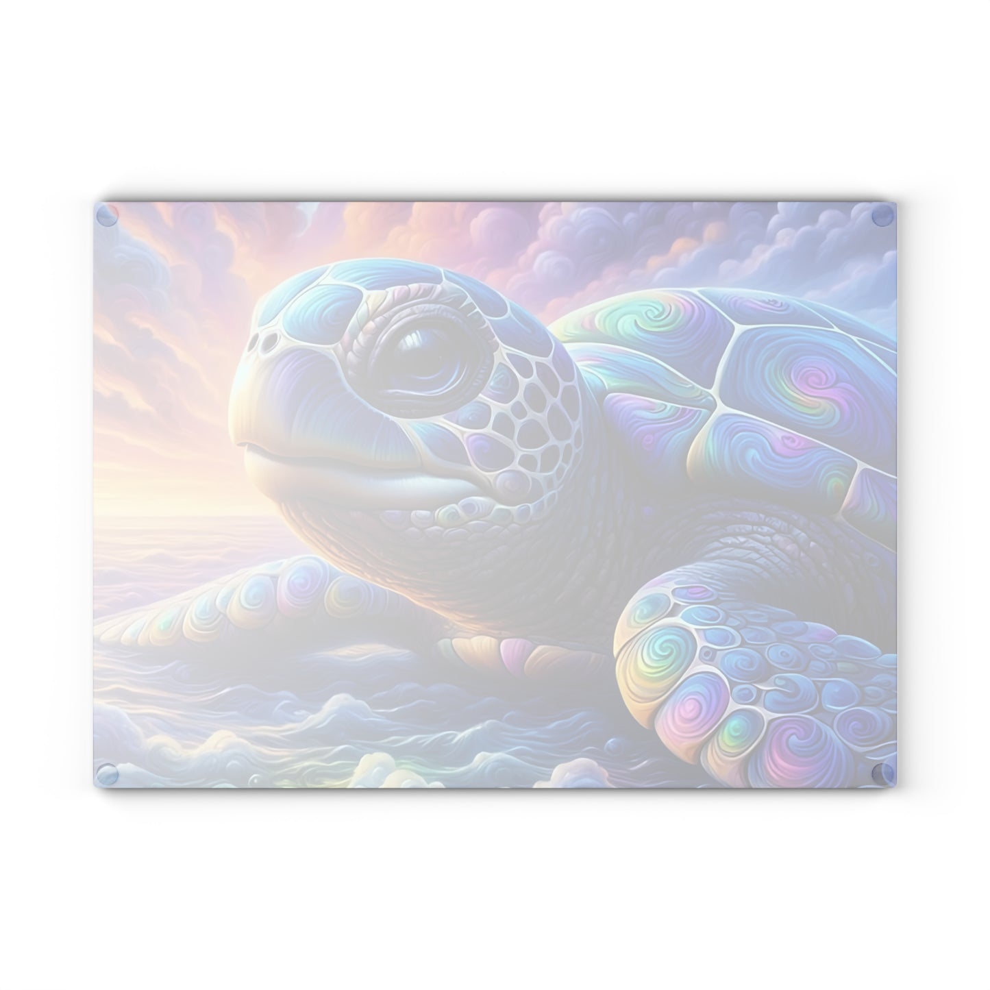 Up Close Sea Turtle Glass Cutting Board – Coastal Ocean Kitchen Décor