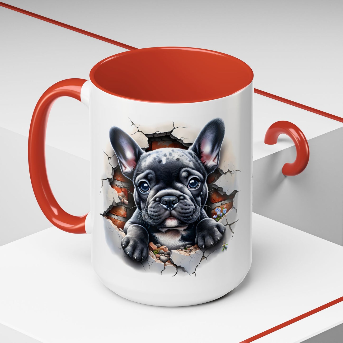 🐾🖤 Black French Bulldog Puppy Accent Mug – Cute Peek-Through Cup for Dog Lovers ☕✨