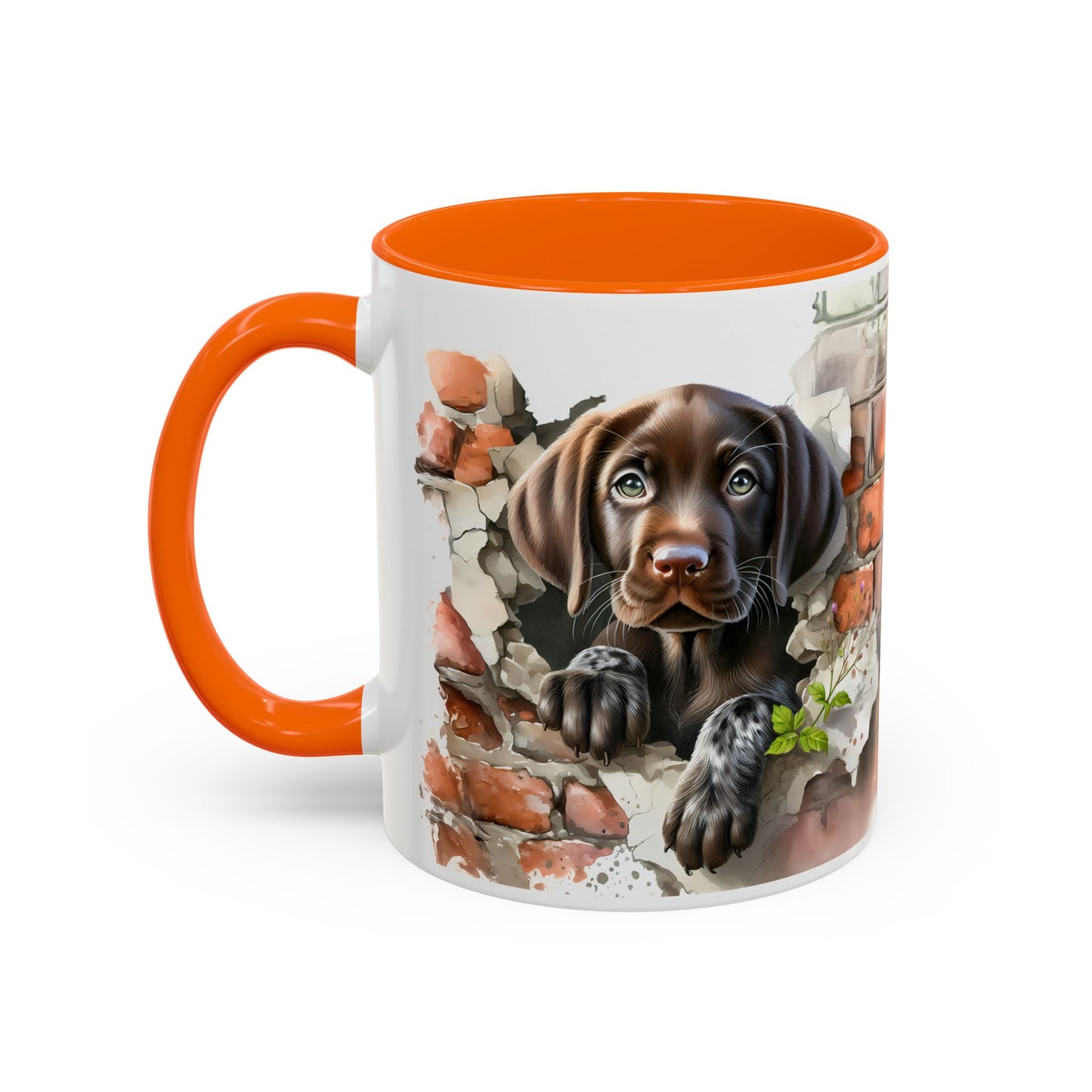 🐶🍫 Chocolate Lab Puppy Accent Mug – Sweet Brown Pup Coffee Cup ☕💛