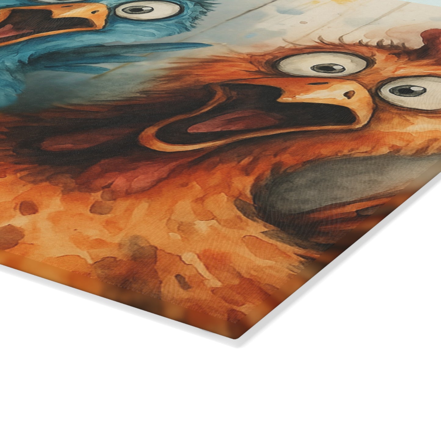 🐔🎨 Cluckin’ Crazy Fun – Colorful Chicken Glass Cutting Board for Farmhouse Charm 🐓