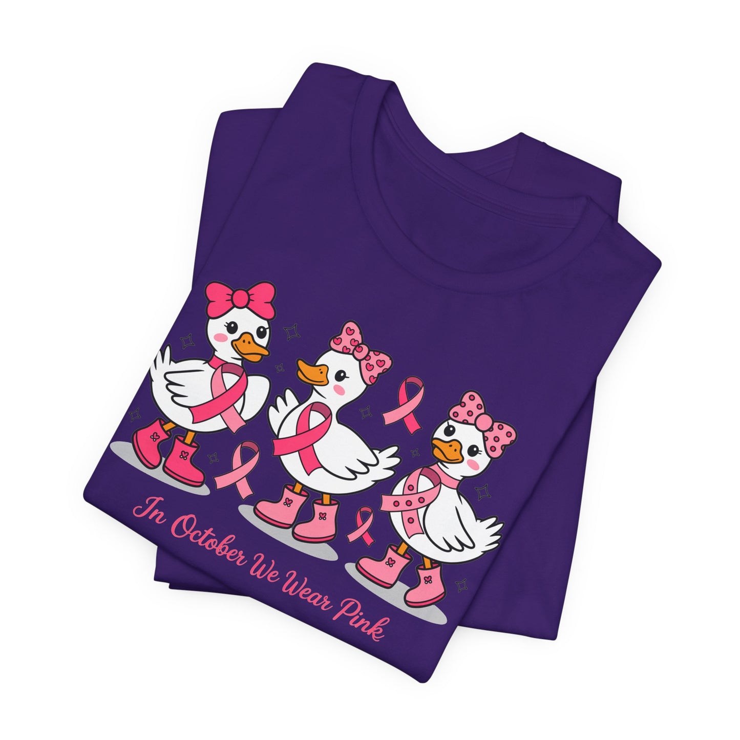 🎀🦆 In October We Wear Pink Duck T-Shirt – Cute Breast Cancer Awareness Tee 💖✨