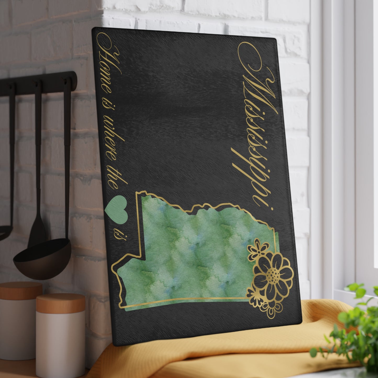 💚 Mississippi Floral Cutting Board – Southern Charm with Heartfelt Elegance 🌼