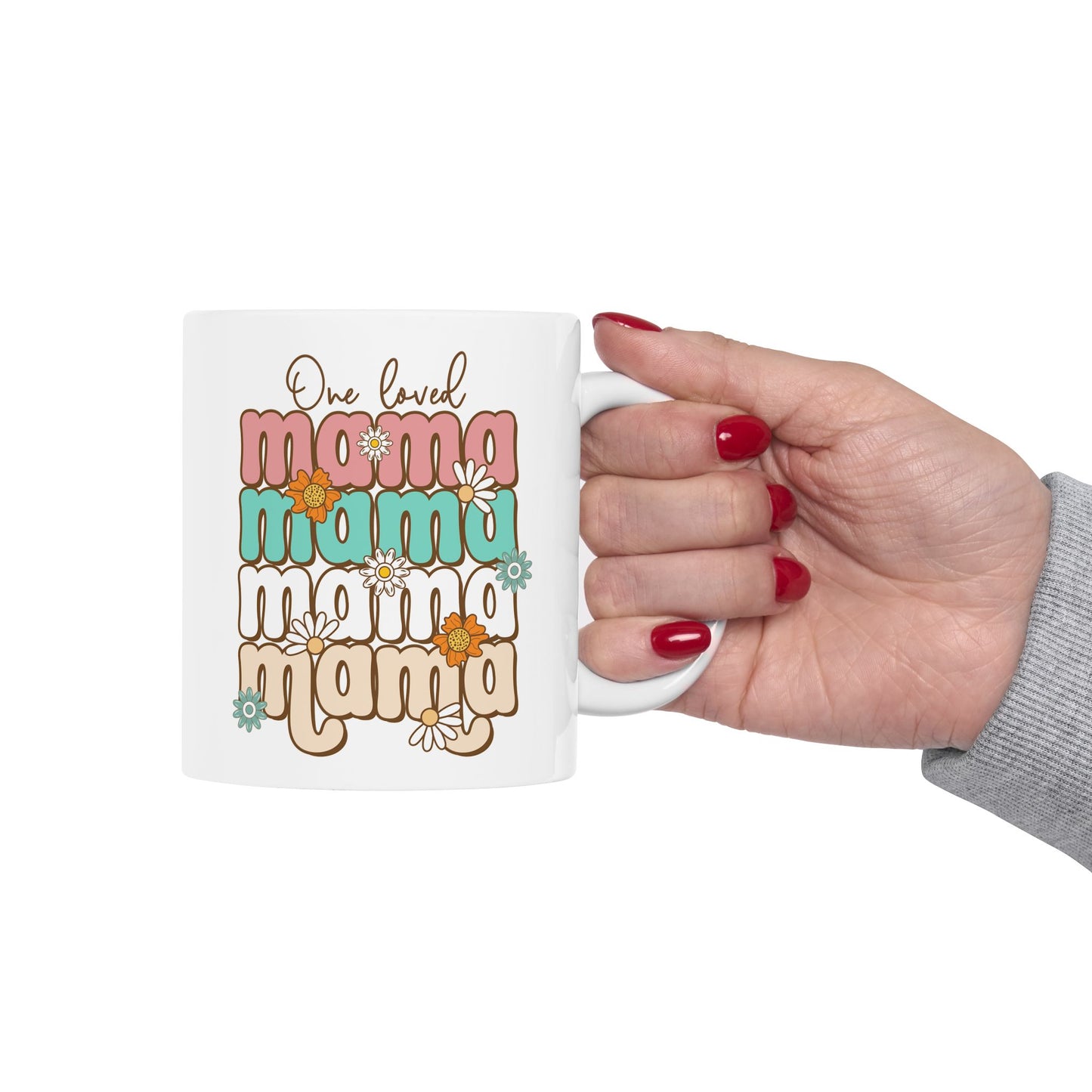 🌸☕ One Loved Mama Mug – Retro Floral Coffee Cup for Moms 💗