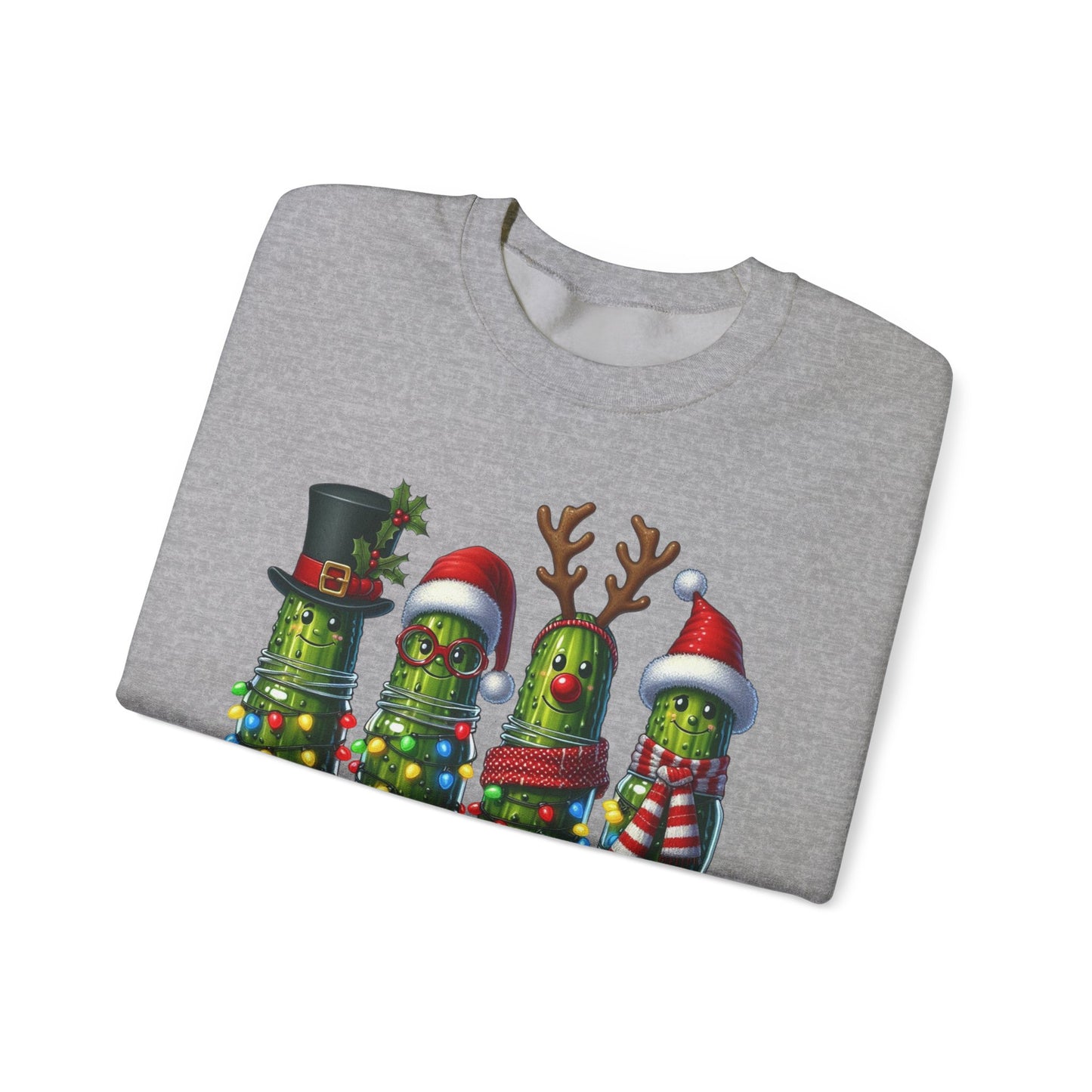 🥒✨ Merry Picklemas Crewneck – Festive Pickle Jars with Holiday Lights