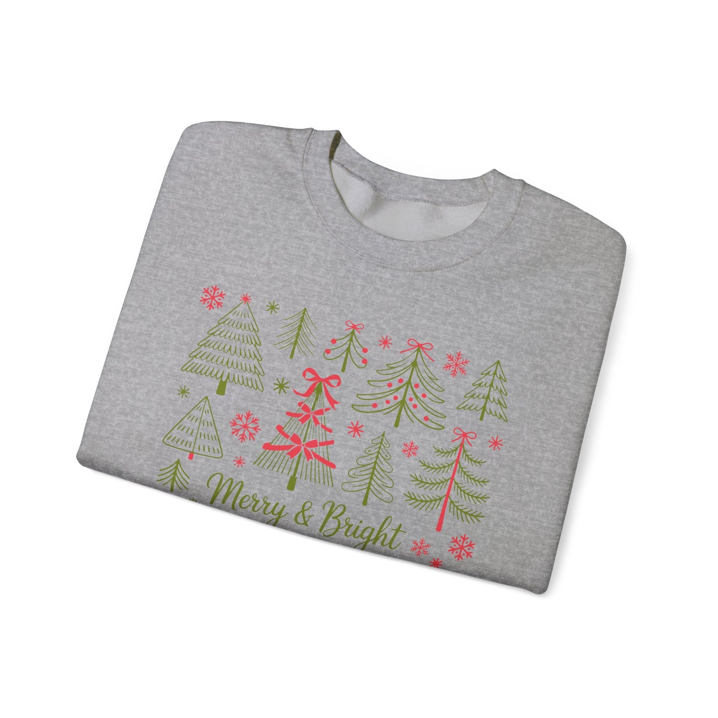 🎄✨ Merry & Bright Sweatshirt – Whimsical Holiday Forest Vibes