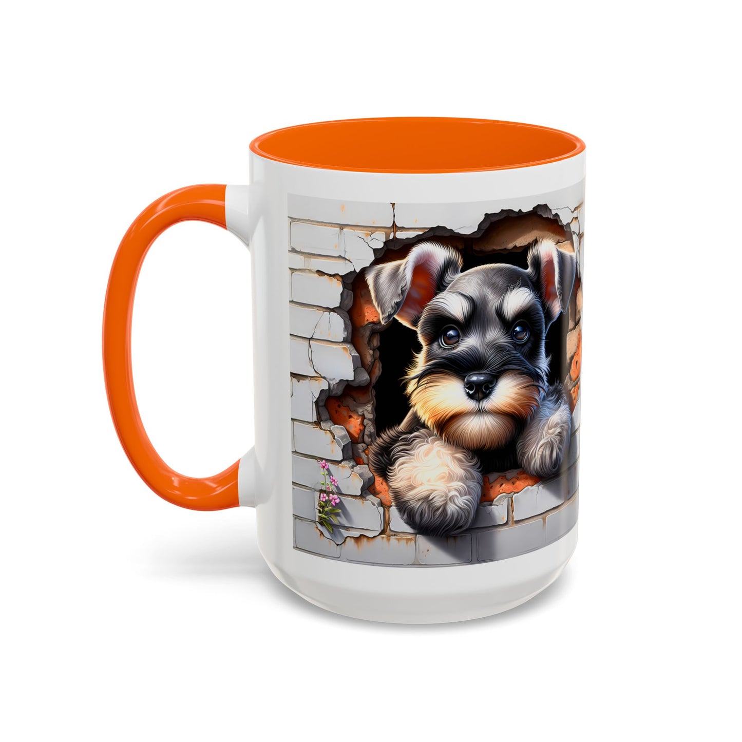 🎀🐶 Schnauzer Puppy Accent Mug – Cute Peek-Through Dog Design for Animal Lovers ☕💖