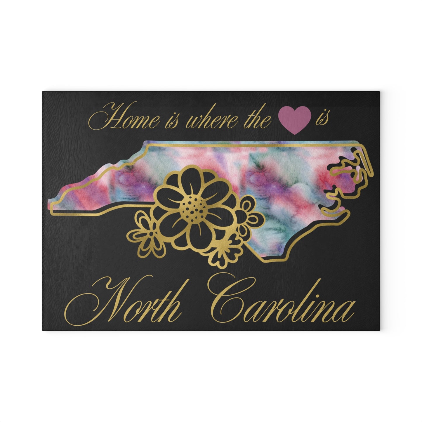 🌸 North Carolina State Cutting Board – Whimsical Watercolor Charm with Southern Flair