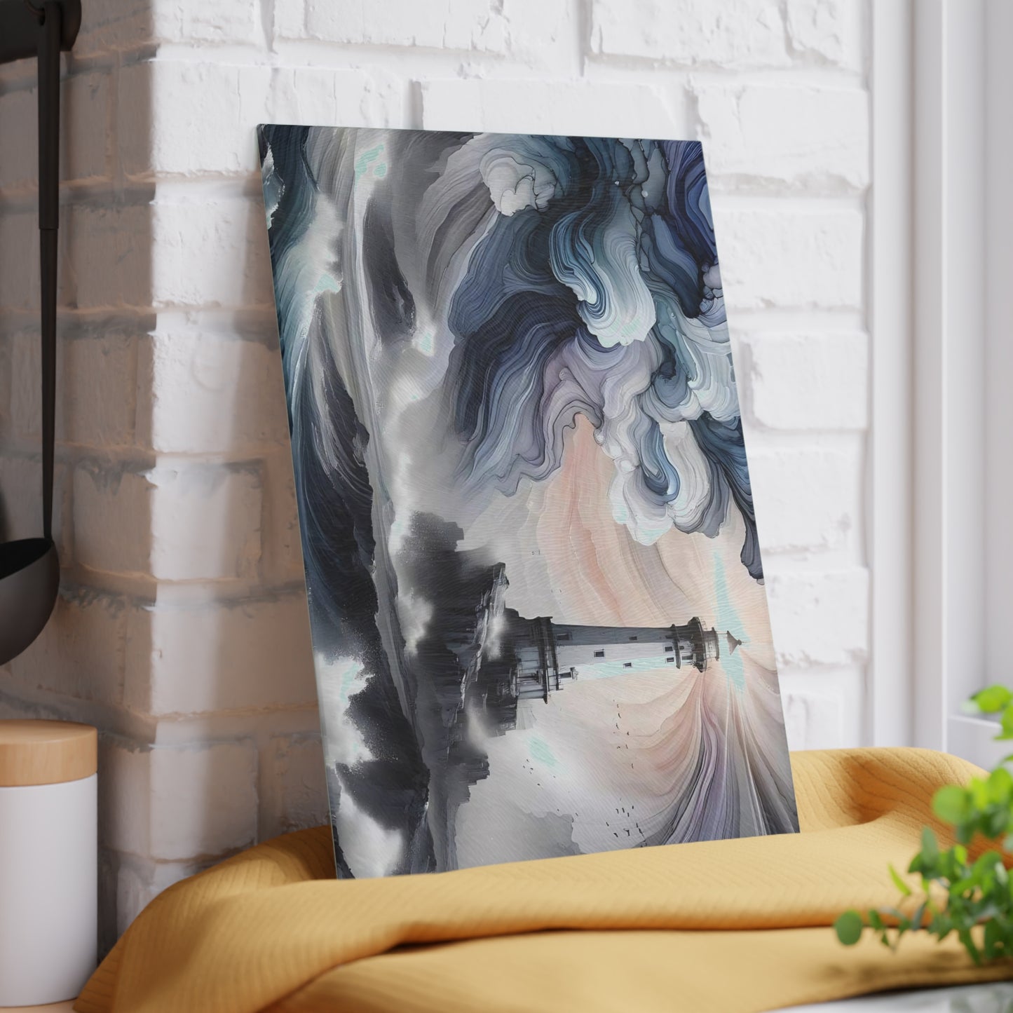 Tabla de cortar con diseño de faro, tabla de charcutería, tabla de cortar única, tabla de cortar de vidrio templado, regalo de inauguración de la casa, tabla de cortar personalizada