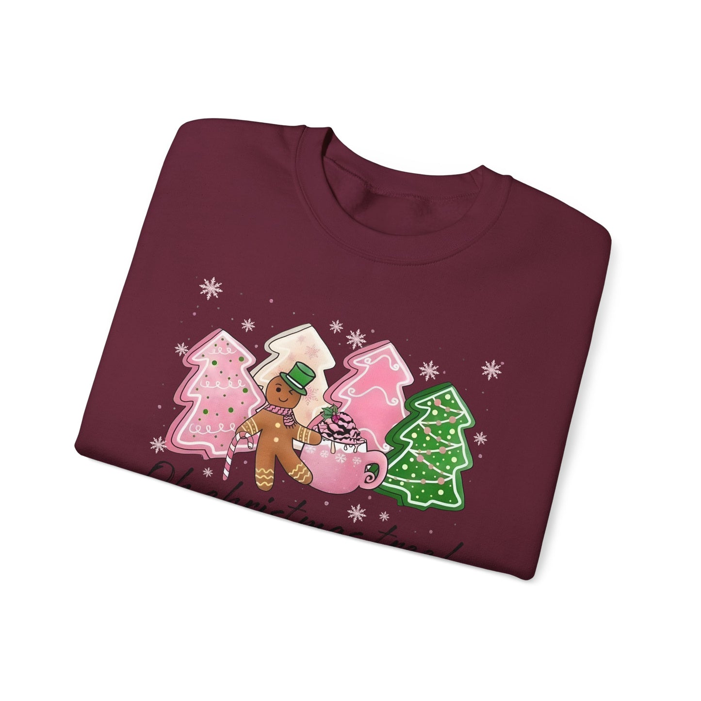 🎄🍪 Oh Christmas Tree! Gingerbread & Cocoa Crewneck – Sweet Holiday Cookie Lover Gift