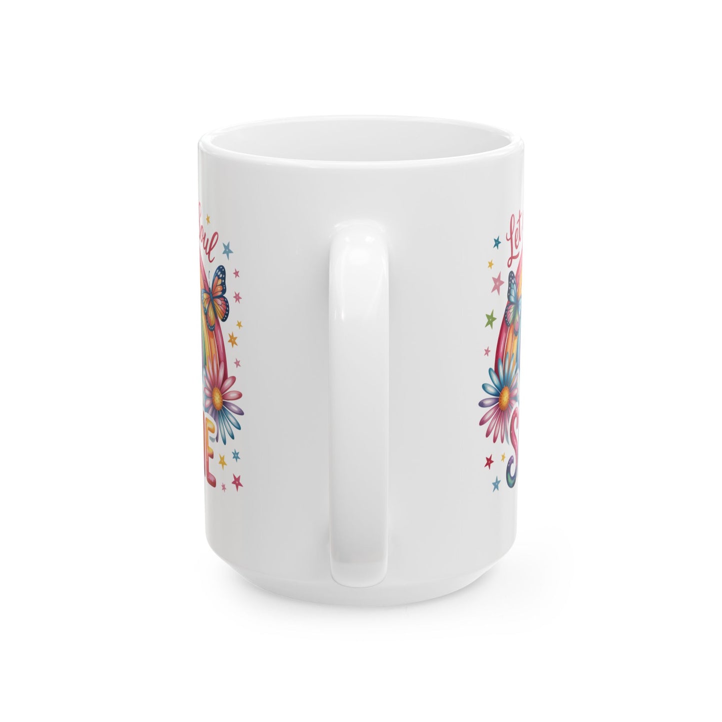 Taza motivacional arcoíris "Deja que tu alma brille"