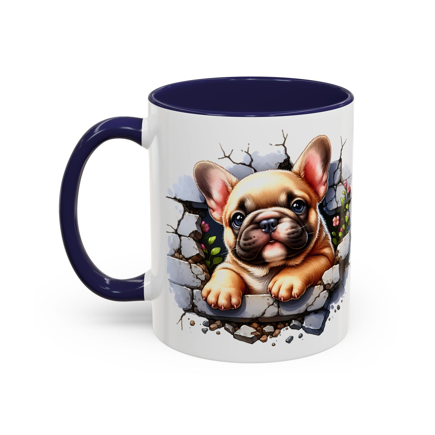🐾☕ Tan French Bulldog Puppy Accent Mug – Sweet Peek-Through Pup Design ✨