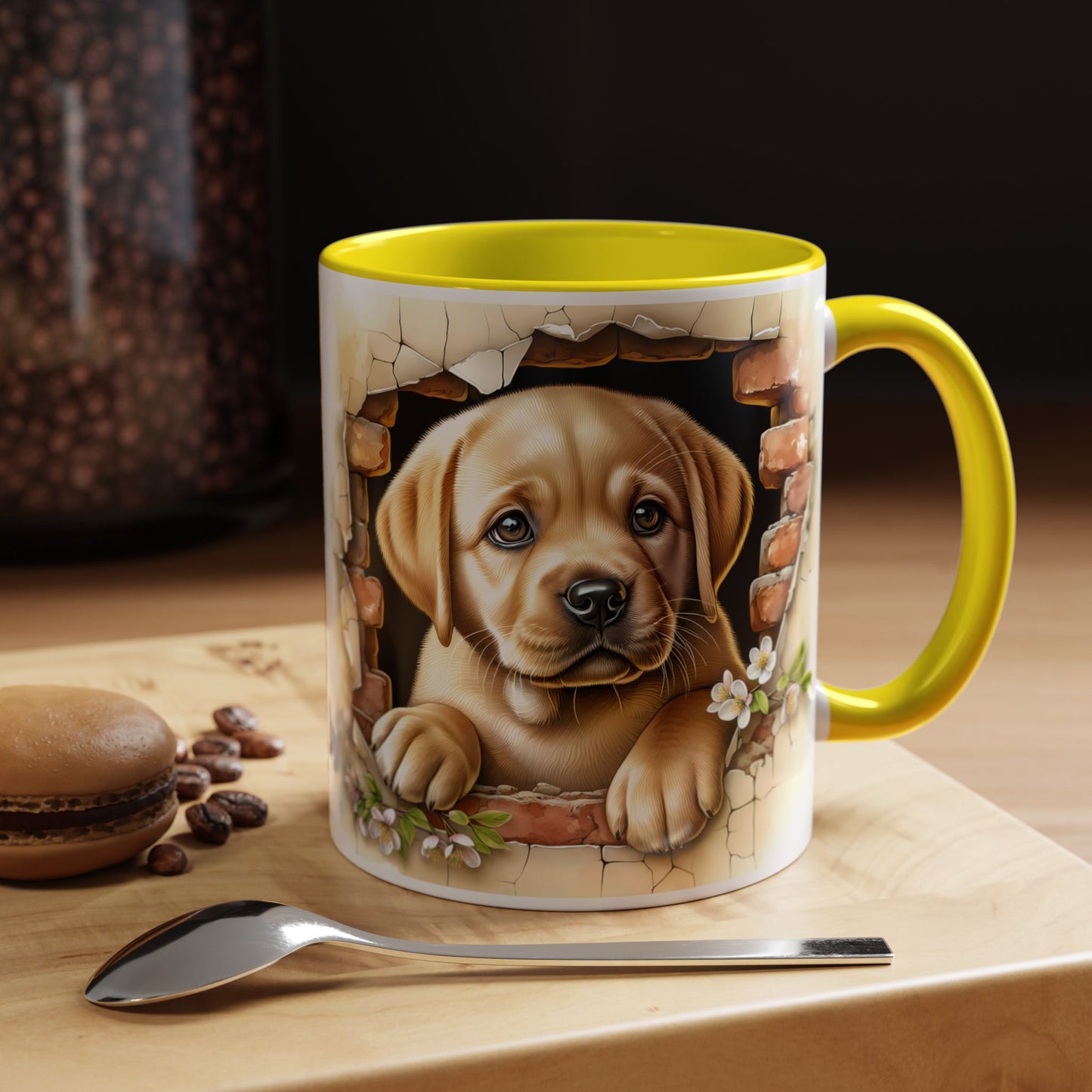 🐶☕ Labrador Puppy Peek Accent Mug – Sweet Yellow Lab Lover Gift ✨💛