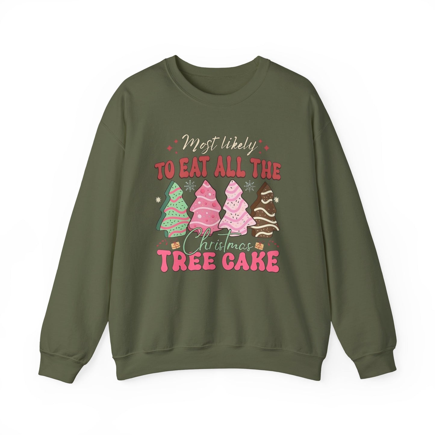 🎄🍰 Most Likely to Eat All the Christmas Tree Cake Sweatshirt – Fun Holiday Dessert Lover Gift