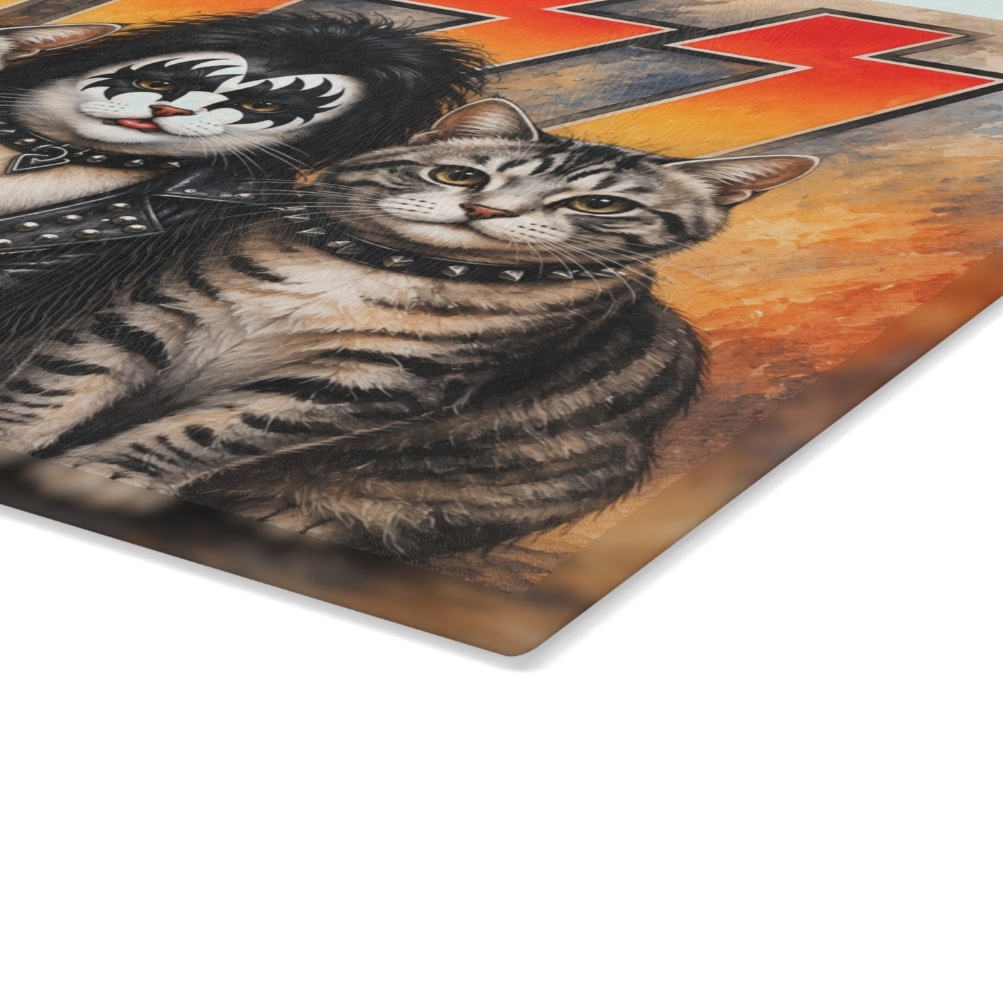 HISS Cats Glass Cutting Board – Funny Music-Loving Cat Artwork for Cat Lovers