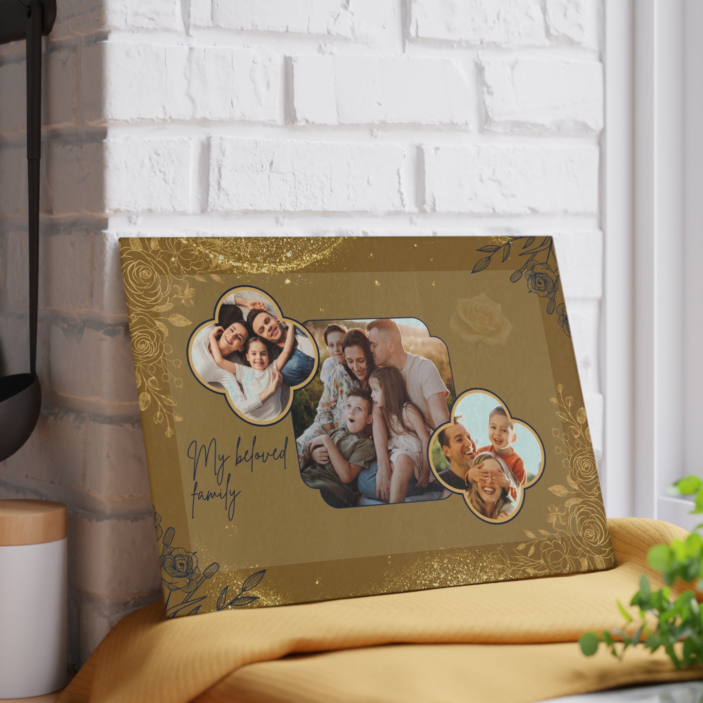 Custom Photo Collage Glass Cutting Board – Personalized Family Memory Kitchen Decor