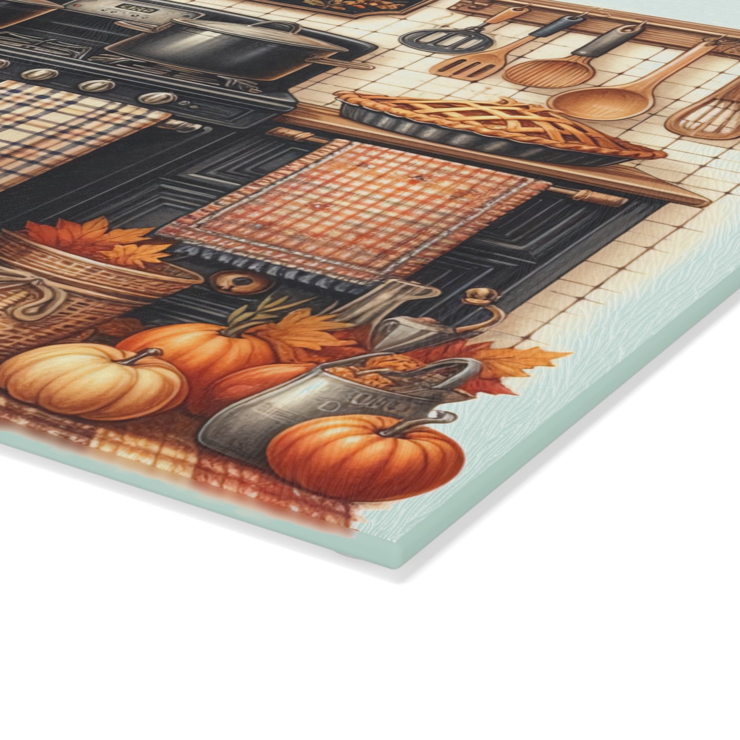 Cozy Autumn Kitchen Cutting Board – Warm Fall Baking & Harvest Décor