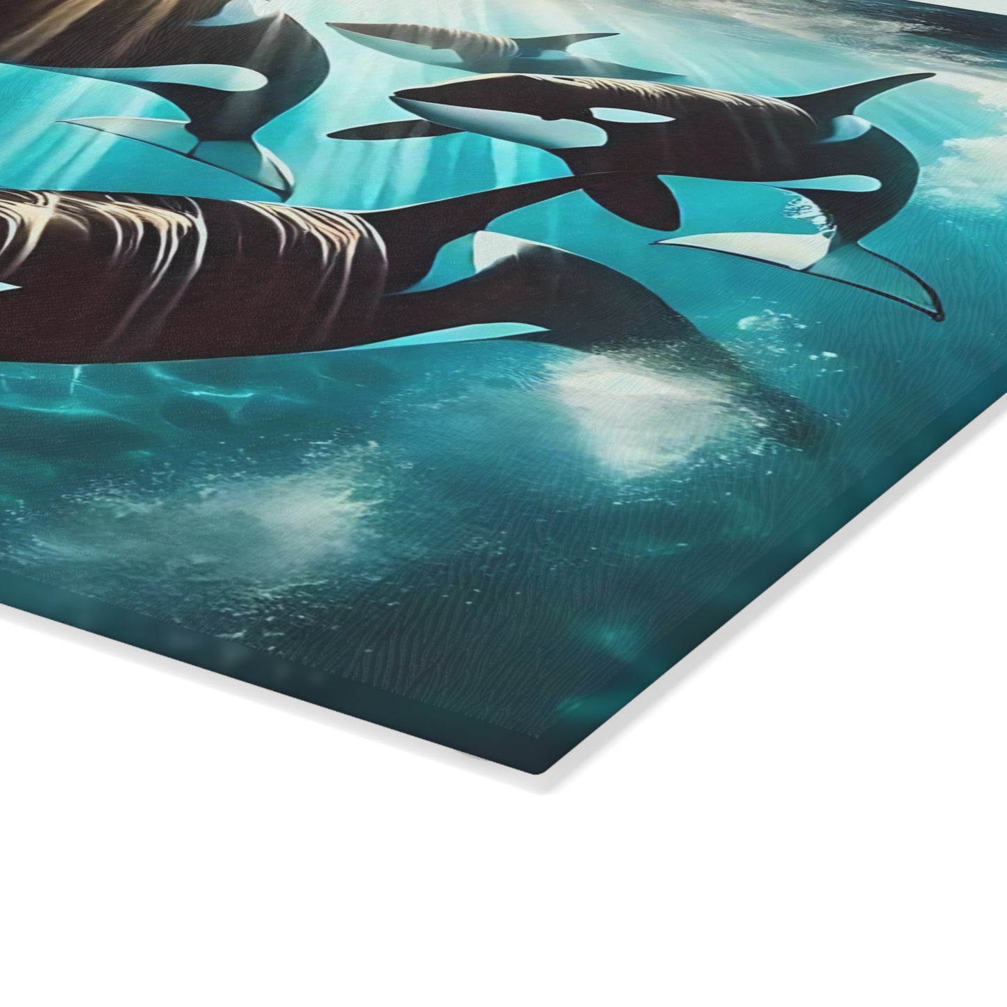 🐋✨ Orca Pod Cutting Board – Ocean Majesty for Your Kitchen 🌊