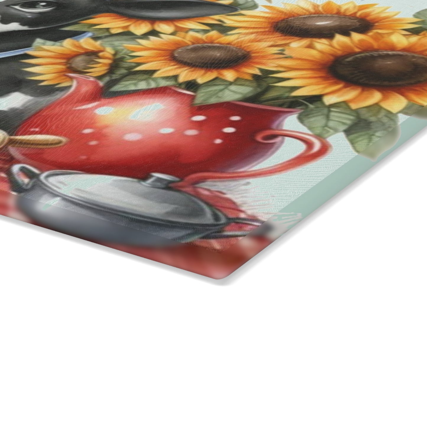 🐄 Baking Cow with Strawberries & Sunflowers Cutting Board – Whimsical Farmhouse Kitchen Fun 🍓🌻