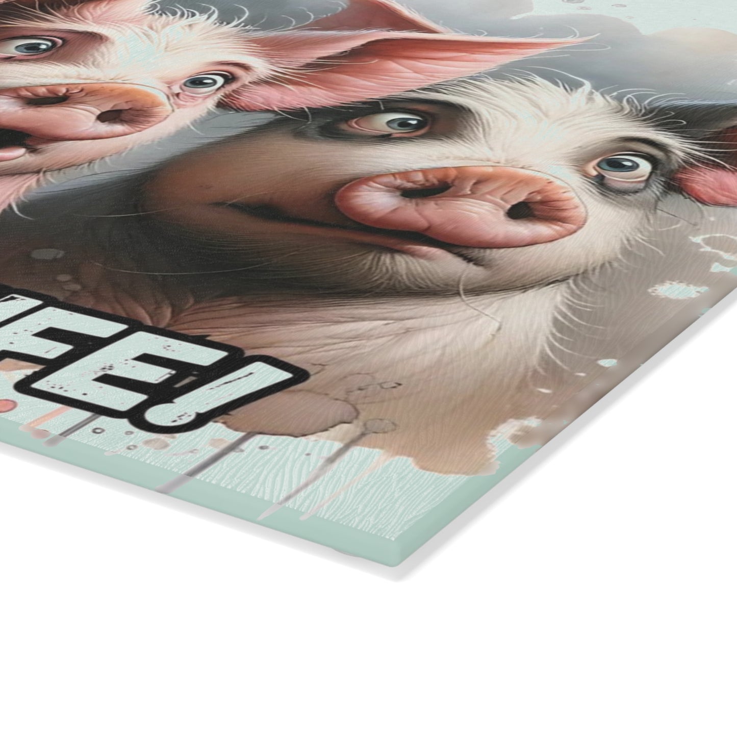 🐷😂 “Panic Pigs – She’s Got a Knife!” Glass Cutting Board – Laughs for Your Kitchen