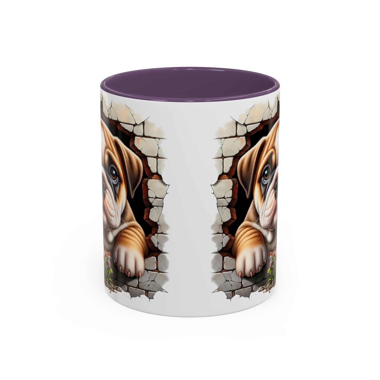 🎀🐶 English Bulldog Puppy Accent Mug – Cute Peek-Through Dog Design for Animal Lovers ☕💖