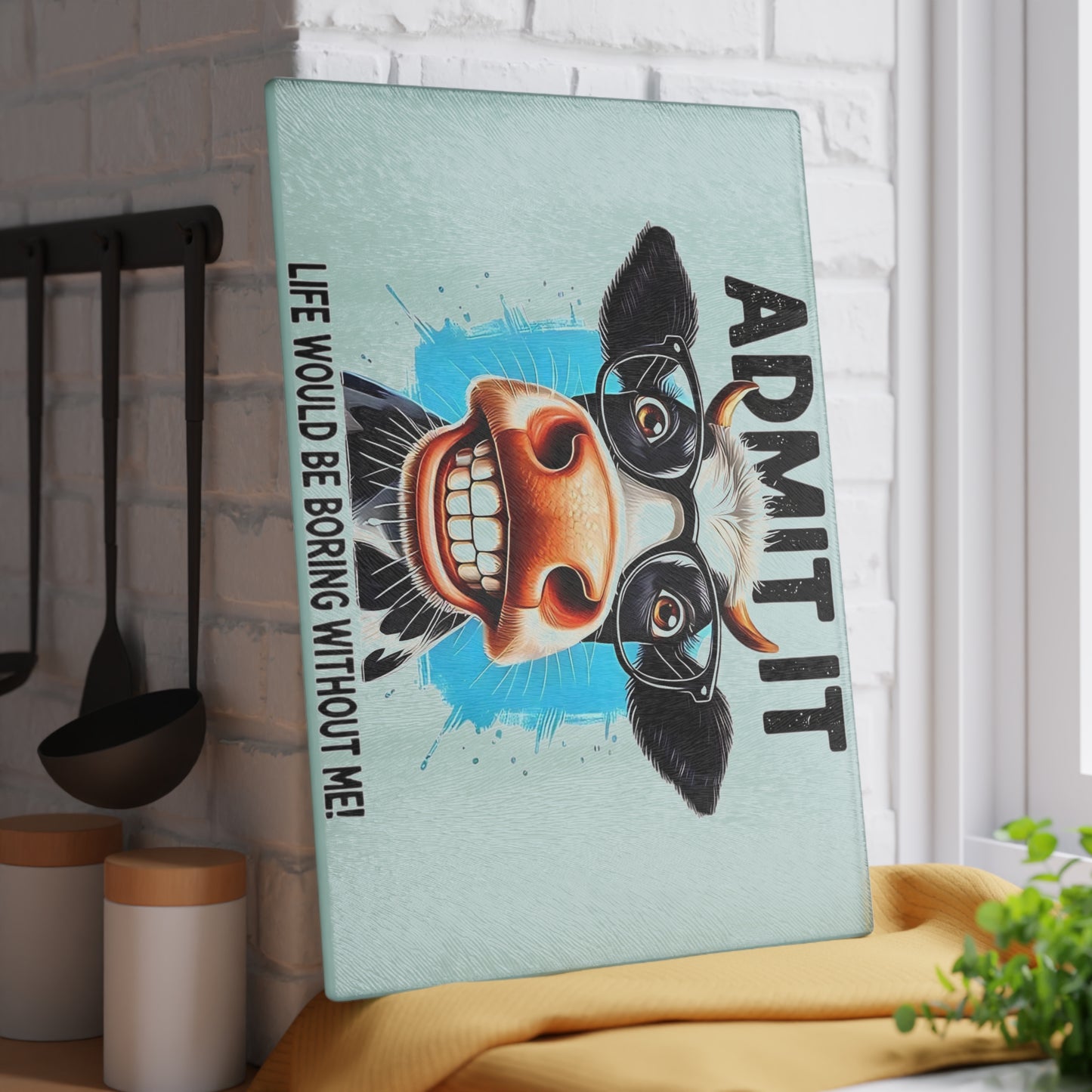 Tabla de cortar de vaca, decoración de cocina divertida, regalo para amantes de las vacas, tabla de cortar de vidrio, accesorio de cocina peculiar, tabla de cortar humorística, decoración de vaca