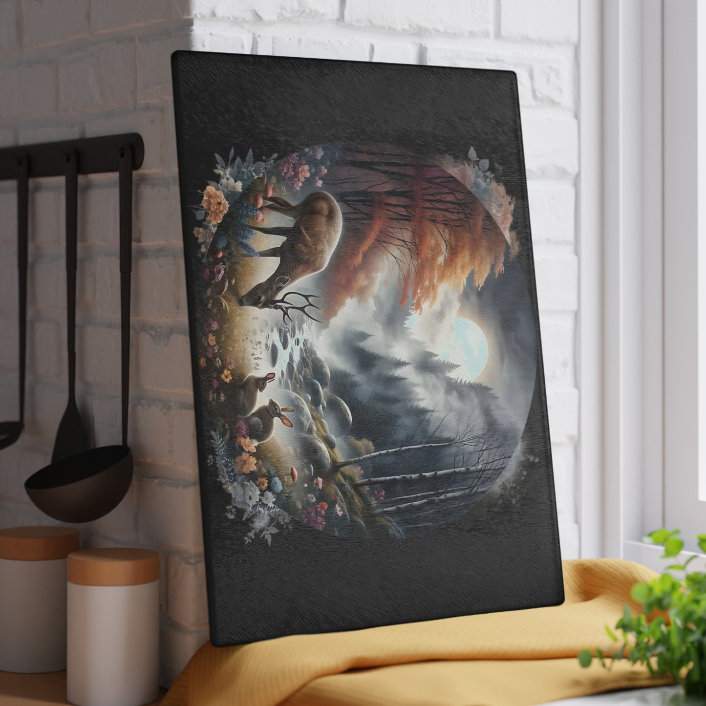 🌙 Enchanted Woodland Night Cutting Board – Mystical Forest Elegance 🌲